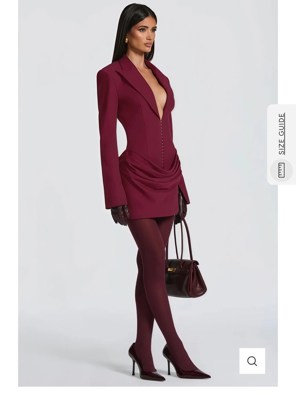 Miss Rosier Rushed Blazer Mini Dress Burgundy
